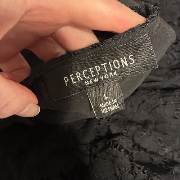 perceptions new york black lace Shower Sleeve Knee Length Dress Large - Picture 5 of 6